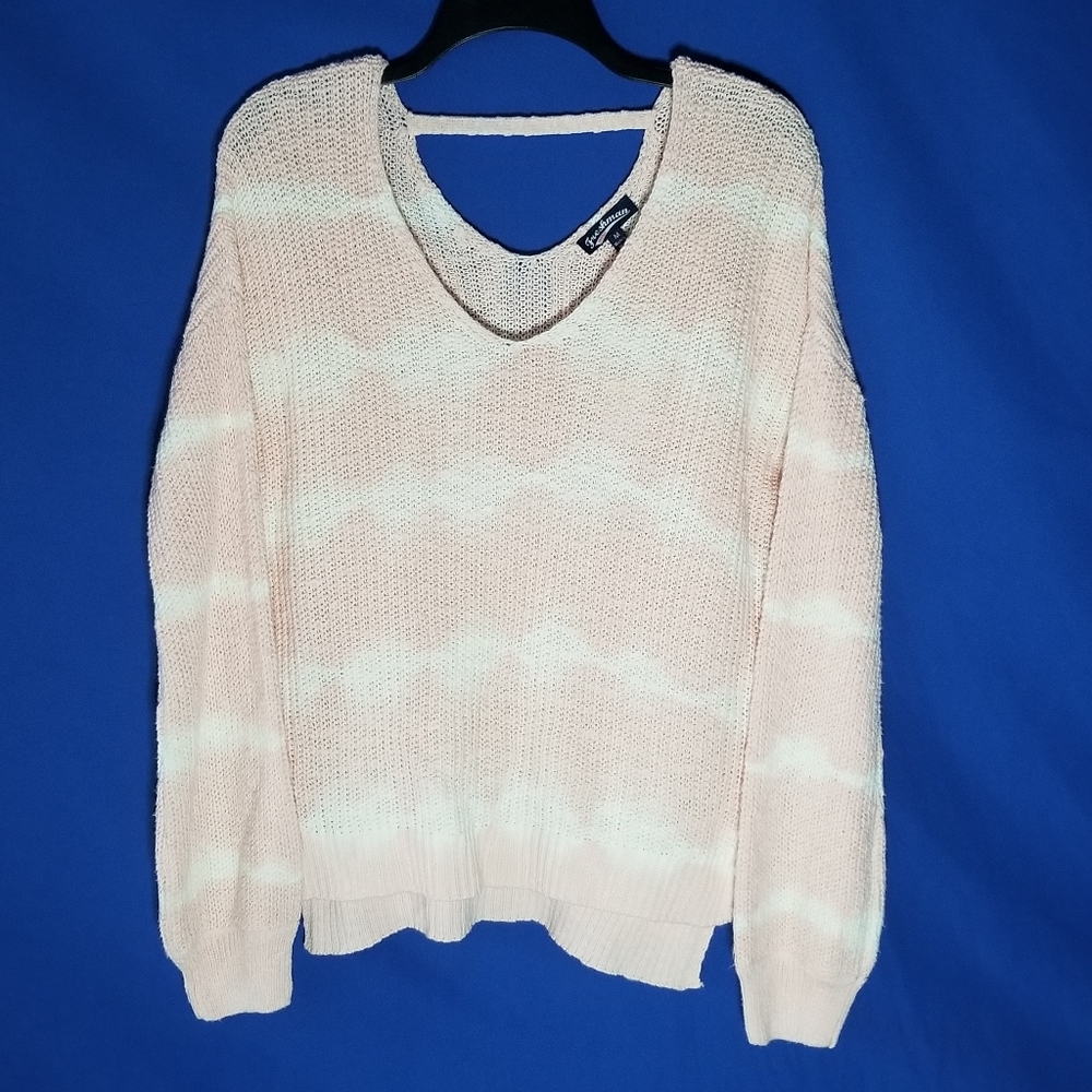 Freshman Juniors' Tie-Dye V-Back Sweater Featuring A Unique V-Back Design